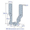 Picture of 75mm x 243mm Adjustable Joist Hanger